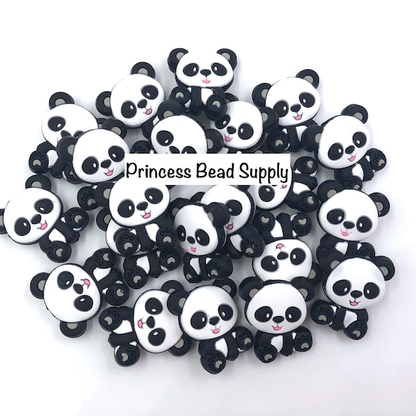 Panda Bear Silicone Focal Beads,  Panda Bear GRAY Paw Beads, Panda Bear  Shaped Silicone Beads Beads,  Silicone Beads,  Wholesale Silicone