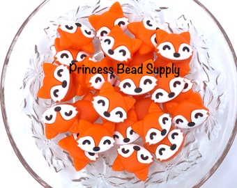 Fox Silicone Focal Beads,  Orange Fox Shaped Silicone Beads Beads,  Silicone Beads,  Silicone Loose Beads, Wholesale Silicone