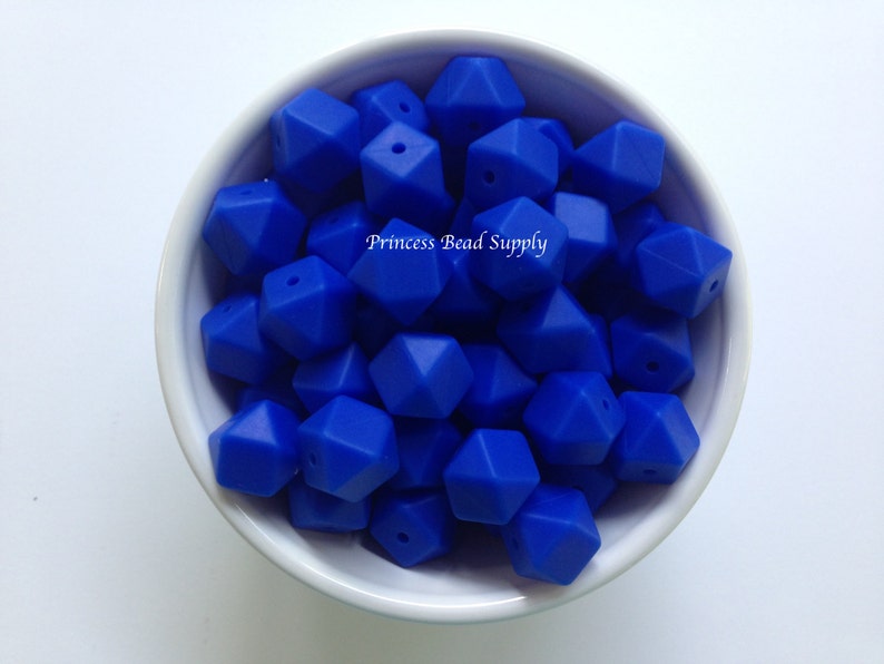 Sensory Beads Mini Hexagon Silicone Beads 14mm Royal Blue Mini Hexagon Silicone Beads 100/% Food Grade Silicone Beads BPA Free