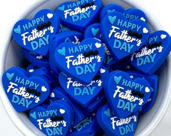 Happy Father's Day Heart Silicone Focal Beads,  Dad Silicone Beads,  Focal Silicone Beads,  Silicone Beads, Wholesale Silicone