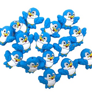 Sky Blue Bird Silicone Focal Beads,  Bird Shaped Silicone Beads,  Silicone Beads,  Silicone Loose Beads, Wholesale Silicone