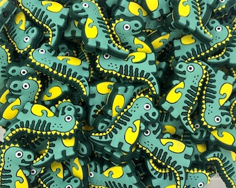 Green Dinosaur Silicone Focal Beads