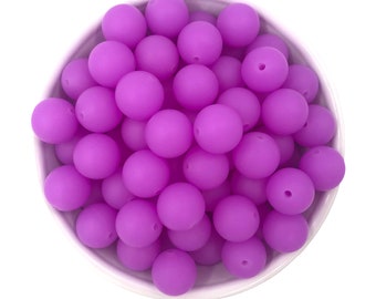 15mm Neon Purple Glow in the Dark Silicone Beads