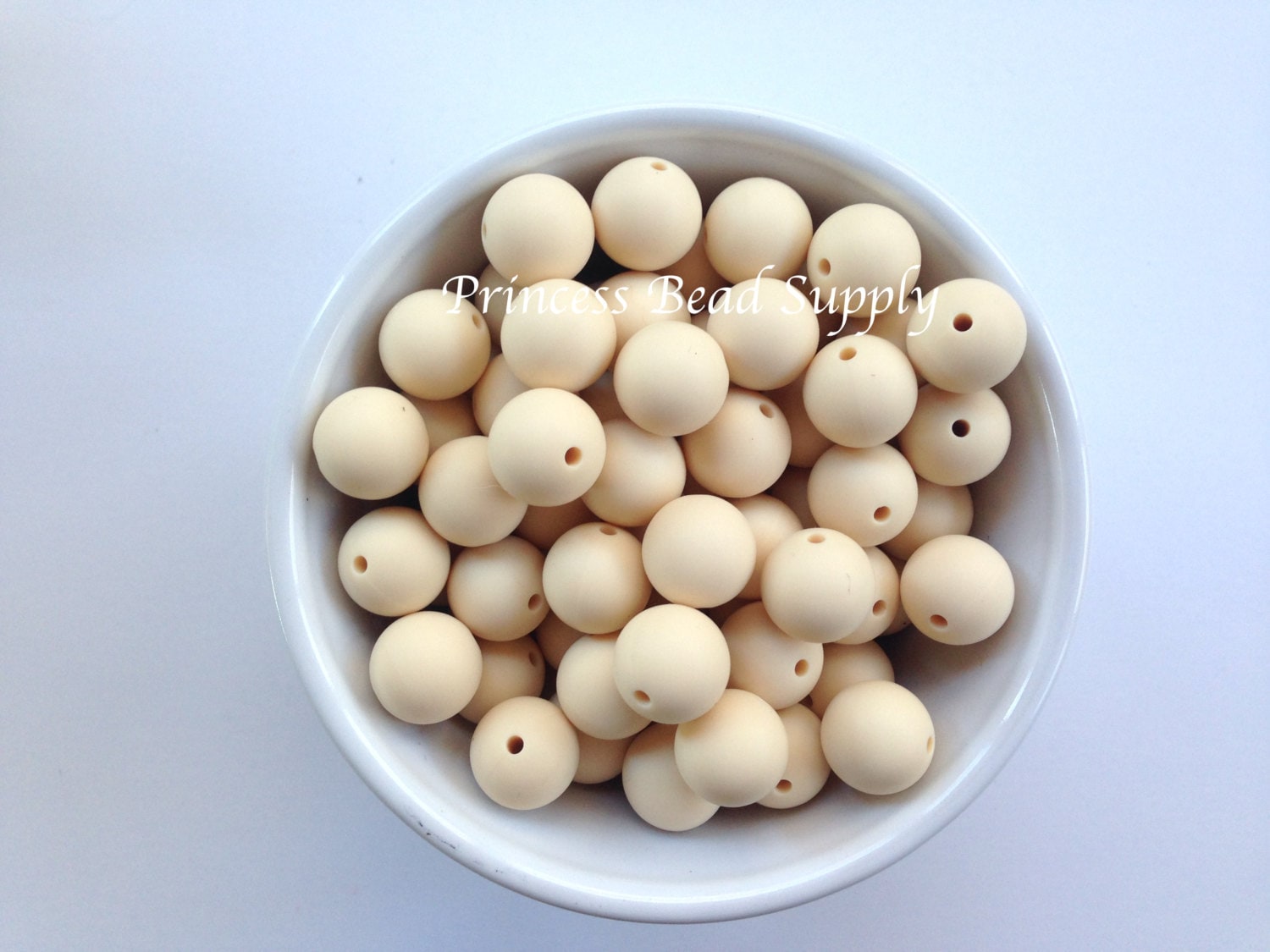 15mm Beige Silicone Beads