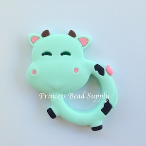 Mint Cow Silicone Pendant,  Mint Cow Pendant,  Cow Animal Pendant