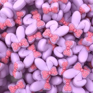 Purple Bunny Ear Silicone Focal Beads,  Easter Bunny Ear Silicone Beads,  Silicone Beads,  Silicone Loose Beads, Wholesale Silicone