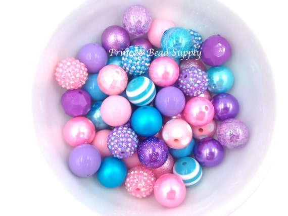 50 or 100 20mm Chunky Bulk Bead, Pink, Turquoise and Purple Bulk