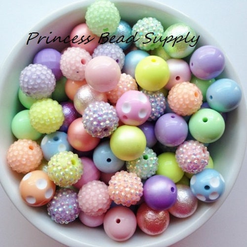 Pastel Bead Mix 20mm Chunky Bulk Beads Spring Bulk Bead Mix Etsy