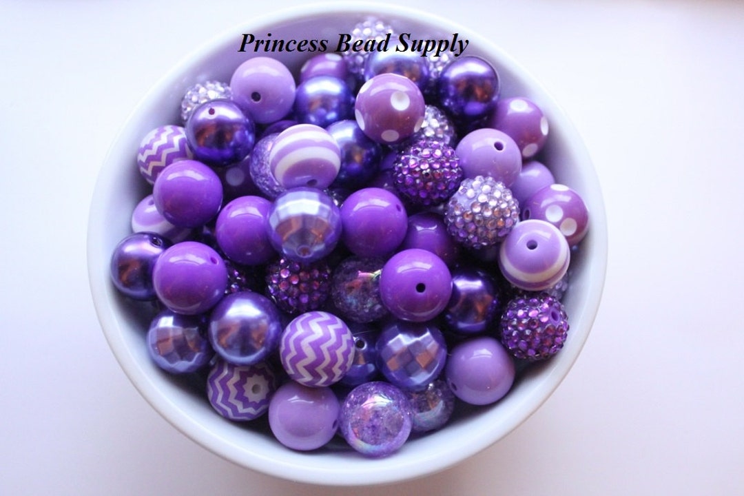 20mm Chunky Bulk Beads, Shades of Purple Bulk Bead Mix, Wholesale Beads