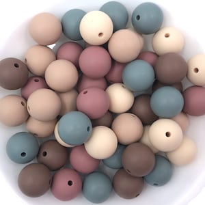 Boho Silicone Bead Mix, Wholesale Silicone Beads, Silicone Beads,   Oatmeal, Beige, Antique Rose, Coffee, Beach Blue