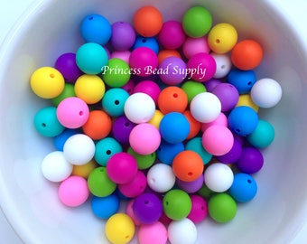 50 or 100 BULK Round Silicone Beads,  Pink Rainbow Silicone Beads,  Bulk Silicone Beads,  Wholesale Silicone Beads, Silicone Beads