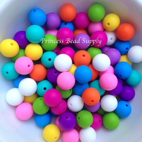 50 or 100 BULK Round Silicone Beads,  Pink Rainbow Silicone Beads,  Bulk Silicone Beads,  Wholesale Silicone Beads, Silicone Beads