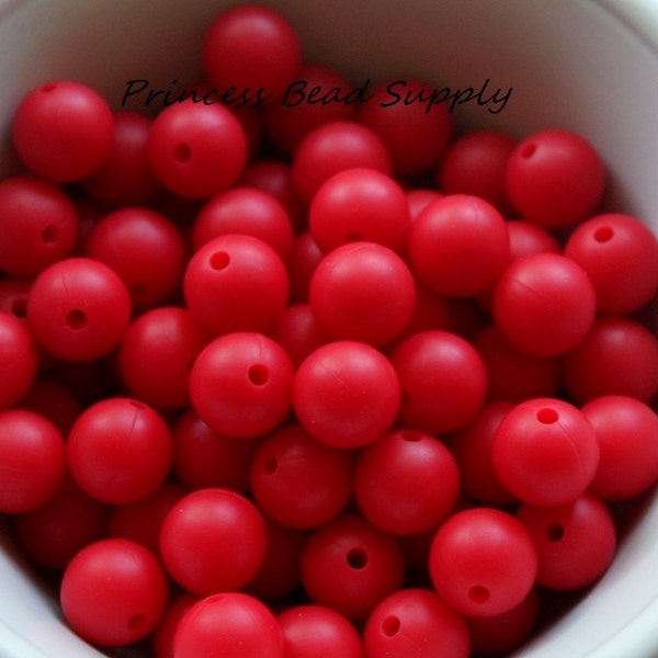 12mm Red Silicone Beads, Red Silicone Beads,  100% Food Grade Beads, BPA Free Beads, Sensory Beads, Silicone Loose Beads,
