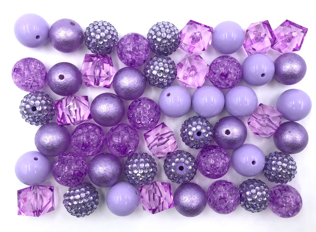 Wholesale Beads In Bulk 2026.Light Purple Chunky Bead Mix, Set of 24 Chunky Beads, Bead Mix ...