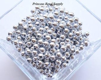 100 6mm Silver Plated Round Spacer Beads, Chunky Necklace Spacer Beads