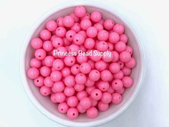 10mm Medium Pink Solid Beads, Medium Pink Mini Chunky Beads, Small Beads,  Mini Beads, 10mm Beads, Acrylic Beads