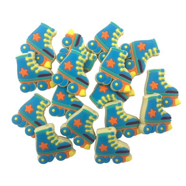 Blue Roller Skate Silicone Focal Beads,  Roller Skate Silicone Beads,  Silicone Beads,  Silicone Loose Beads, Wholesale Silicone