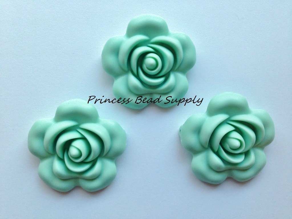 Large Mint Silicone Flower Beads 40mm Rose Flower Beads | Etsy