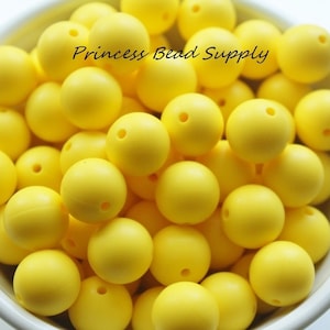 15mm Yellow Silicone Beads