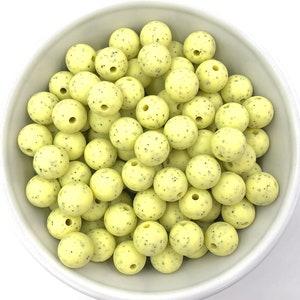 12mm Light Yellow Speckled Silicone Beads