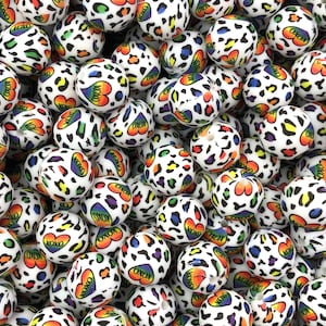 15mm Rainbow XOXO Leopard Printed Silicone Beads, Love is Love Printed  Silicone Beads, Print Silicone Beads, Silicone Beads