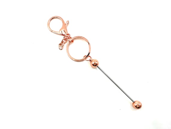 Keychain Bars, Key Ring Beadable Bars 6 - Rose Gold