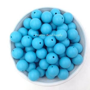 15mm Island Blue Silicone Beads