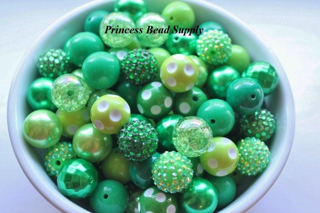 Shades of Green 20mm Chunky Bulk Beads, Bulk Bead Mix, Wholesale Beads