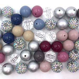 Winter Hues Chunky Bead Mix,  Set of 24 Chunky Beads, 20mm Bubblegum Beads, Bead Mix, Wholesale Beads, Bulk Beads