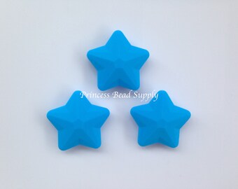 45mm Sky Blue Star Silicone Beads