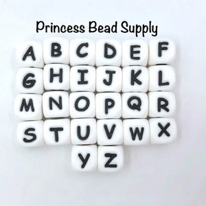 12mm Silicone Alphabet Beads, Silicone Letter Beads, 100% Food Grade Silicone Beads, BPA Free Beads,