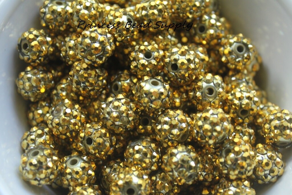12mm 6pc Gold Beads, Real Gold Plated Corrugated Ball Beads, Shiny Gold  Spacer Beads 
