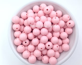 12mm Baby Pink Solid Beads Set of 20 or 50,  Pastel Pink Chunky Beads,  Mini Chunky Beads, Chunky Bubble Gum Beads, Gumball Acrylic Beads