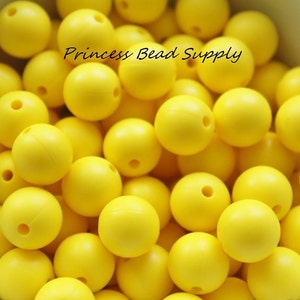 12mm Yellow Silicone Beads