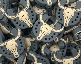 Long Horn Cow Silicone Focal Beads--GRAY