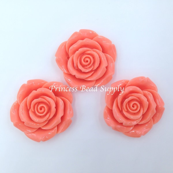 One Coral Resin Rose Flower Chunky Beads, 42mm Rose Bead/Pendant, Bubble Gum Beads,  Gumball Beads, Acrylic Beads