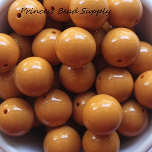 20mm Mustard Yellow Solid Chunky Beads Set of 10,    Acrylic Beads