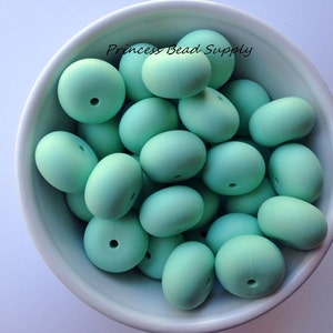 20mm Mint Abacus Silicone Beads, 20mm Abacus Silicone Beads, Set of 5 or 10  Silicone Beads,