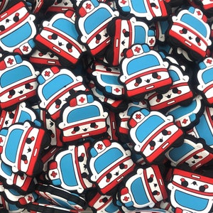 Ambulance Silicone Focal Beads,  Ambulance Shaped Silicone Beads,  Silicone Beads,  Silicone Loose Beads, Wholesale Silicone