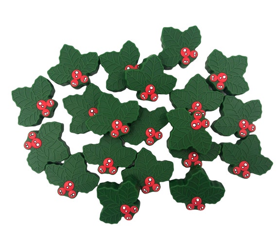 Holly Silicone Focal Beads, Christmas Holly Shaped Silicone Beads