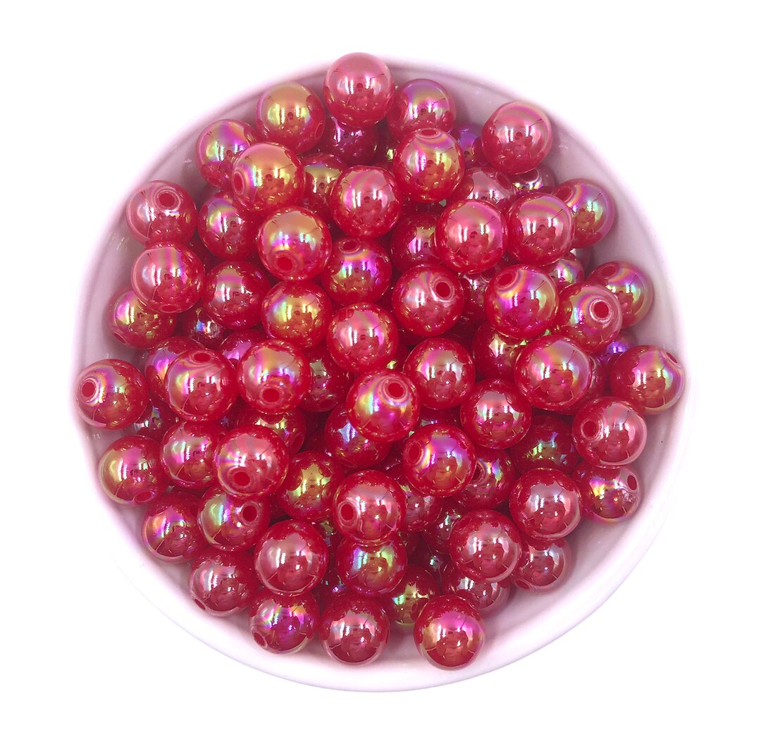 12mm Red AB Jelly Beads, Jelly AB Beads, Mini Chunky Beads, 12mm Mini