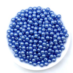 8mm Light Blue Pearl Beads, 100  8mm Faux Blue Pearls, 8mm Blue Pearls, 8mm Spacer Beads, Chunky Bubble Gum Beads