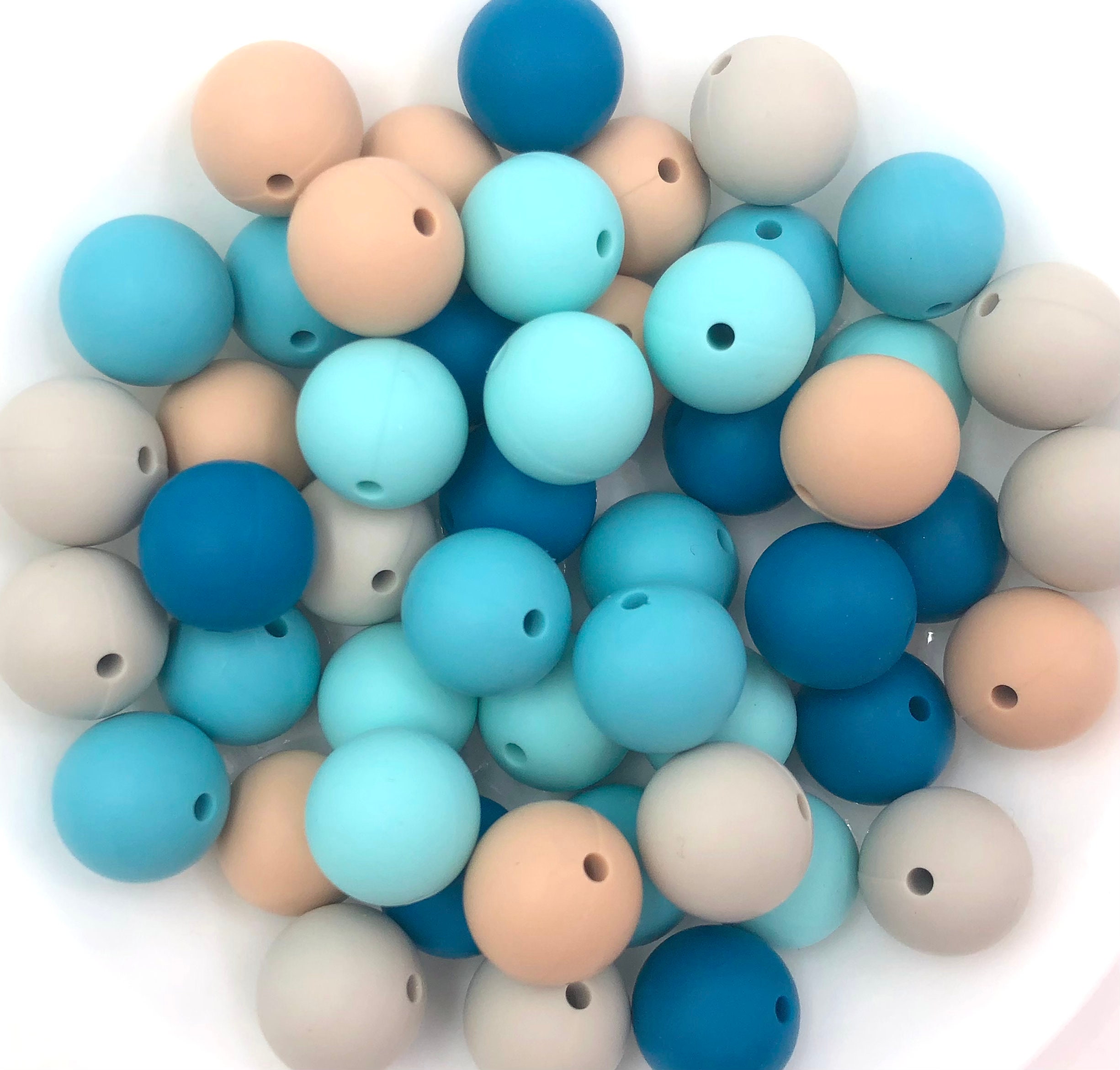 Summer Beach Silicone Bead Mix, Wholesale Silicone Beads, Silicone Beads,  Riverstone, Oatmeal, Cool Caribbean, Seaside, Sea Blue