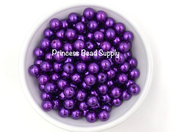 10mm Dark Purple Pearls Beads, Purple Pearls, 10mm Purple Pearls