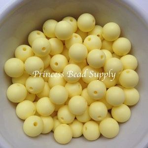 12mm Light Yellow Silicone Beads