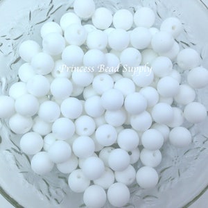 12mm White Silicone Beads, White Silicone Beads,  100% Food Grade Beads, BPA Free Beads, Sensory Beads, Silicone Loose Beads,