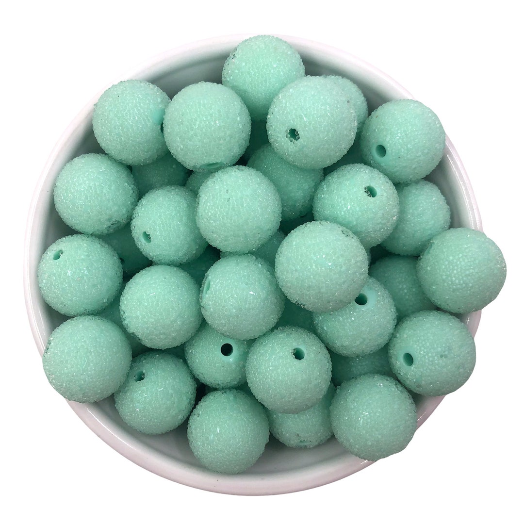 19mm Mint Sugar Beads, Chunky Beads Mint Beads, Sugar Beads, Glass