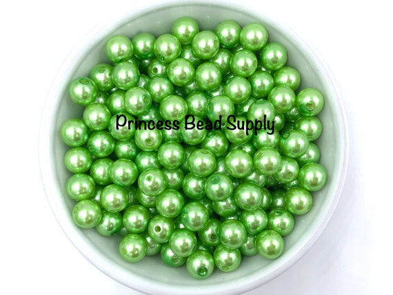 10mm Lime Green Pearls Beads, Lime Green Pearls, 10mm Lime Green