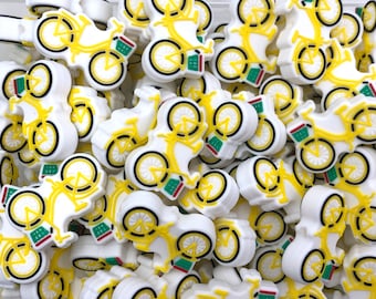 Yellow Bicycle Silicone Focal Beads