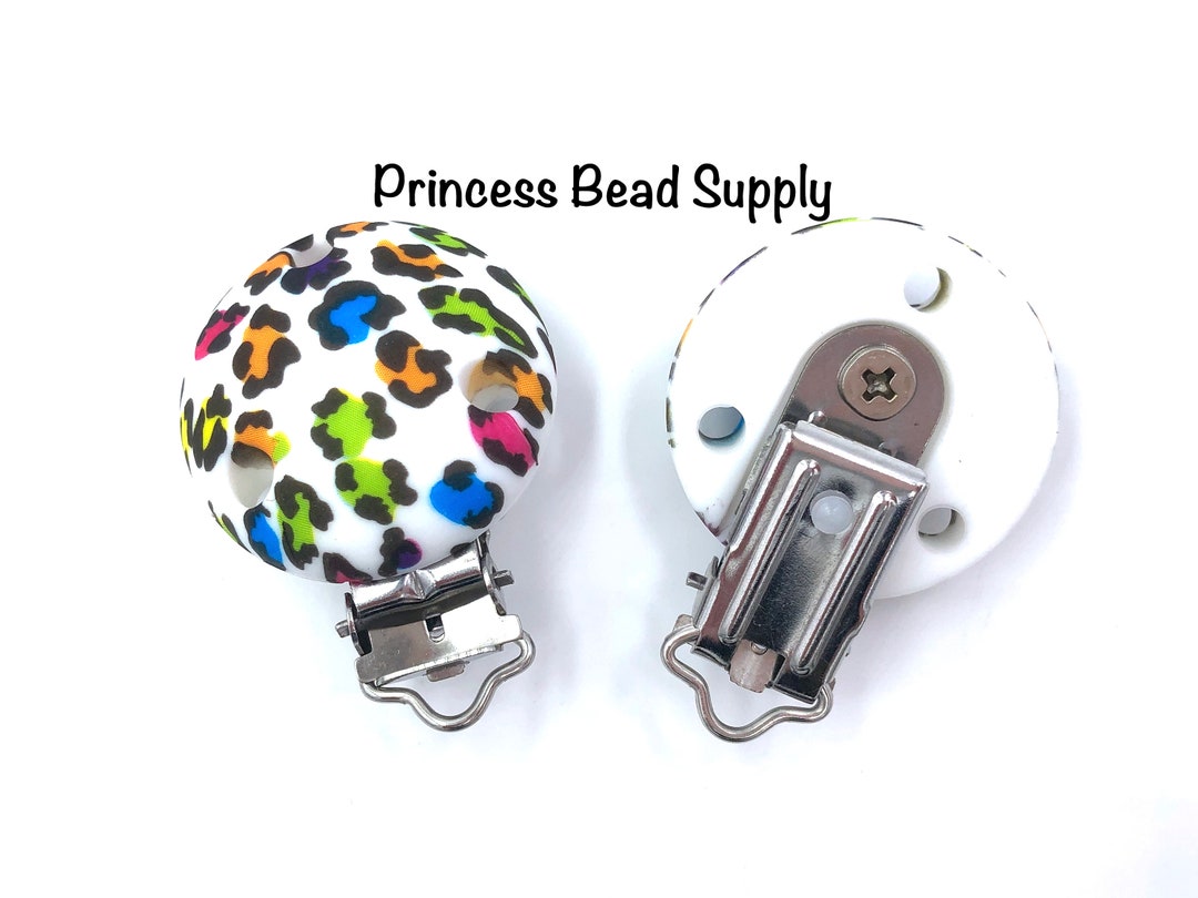 Colorful Leopard Pacifier Clip Leopard Print Silicone Etsy